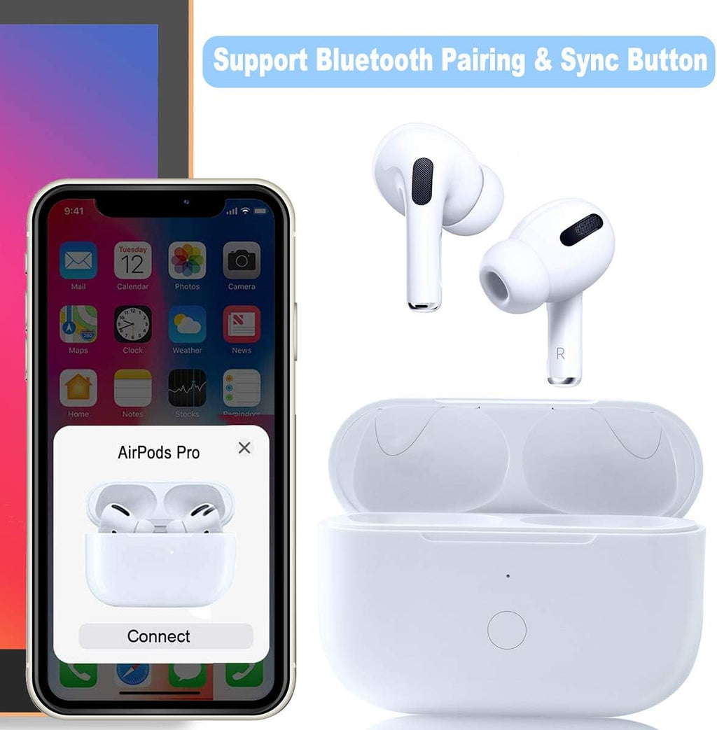 Compatible with for Wireless AirPod Pro 1st & 2nd Generation Charging Case Replacement, Compatible with for AirPod Pro 1st & 2nd Charger Case with Bluetooth Pairing Sync Button